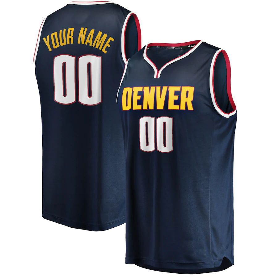 Custom D.Nuggets Supporters Branded 2018-19 Fast Break Replica Jersey Navy Icon Edition American Stitched Basketball Jersey