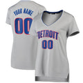Custom D.Pistons Supporters Branded Fast Break Replica Jersey Silver Statement Edition American Stitched Basketball Jersey