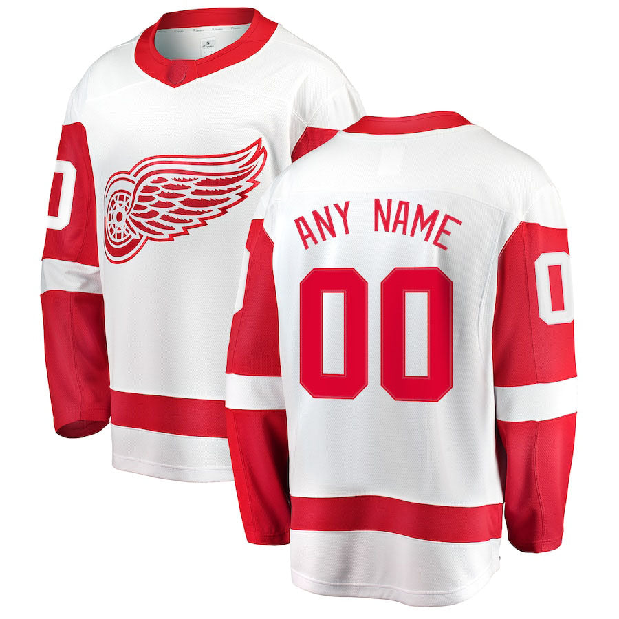 Custom D.Red Wings Supporters Branded Away Breakaway Jersey White Stitched American Hockey Jerseys