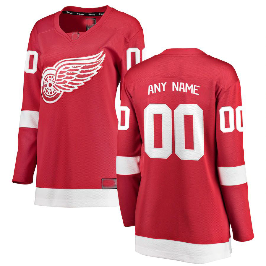 Custom D.Red Wings Supporters Branded Home Breakaway Jersey Red Stitched American Hockey Jerseys