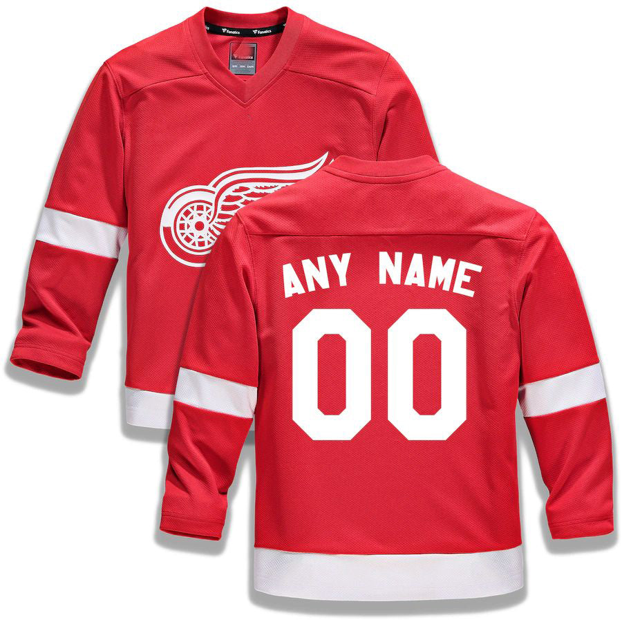 Custom D.Red Wings Supporters Branded Home Replica Jersey Red Stitched American Hockey Jerseys