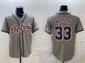 Custom #33 Gray DET Baseball Shirt Top