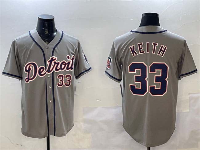 Custom #33 Gray DET Baseball Shirt Top
