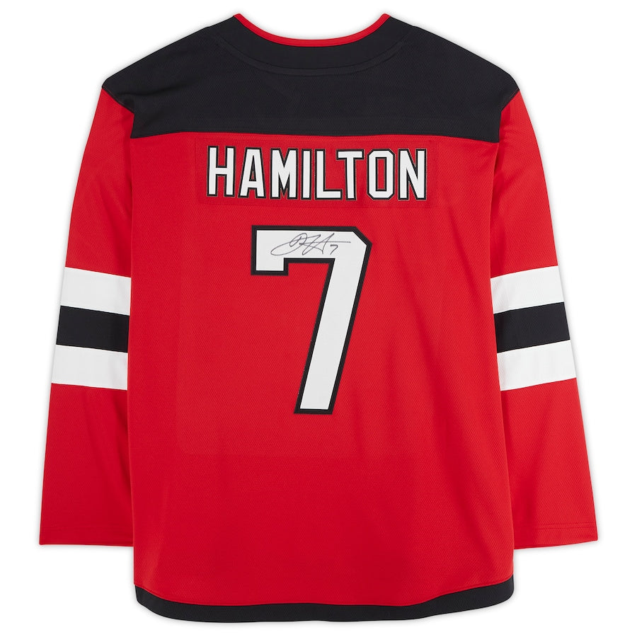 NJ.Devils #7 Dougie Hamilton Supporters Authentic Autographed Supporters Breakaway Jersey Red Stitched American Hockey Jerseys