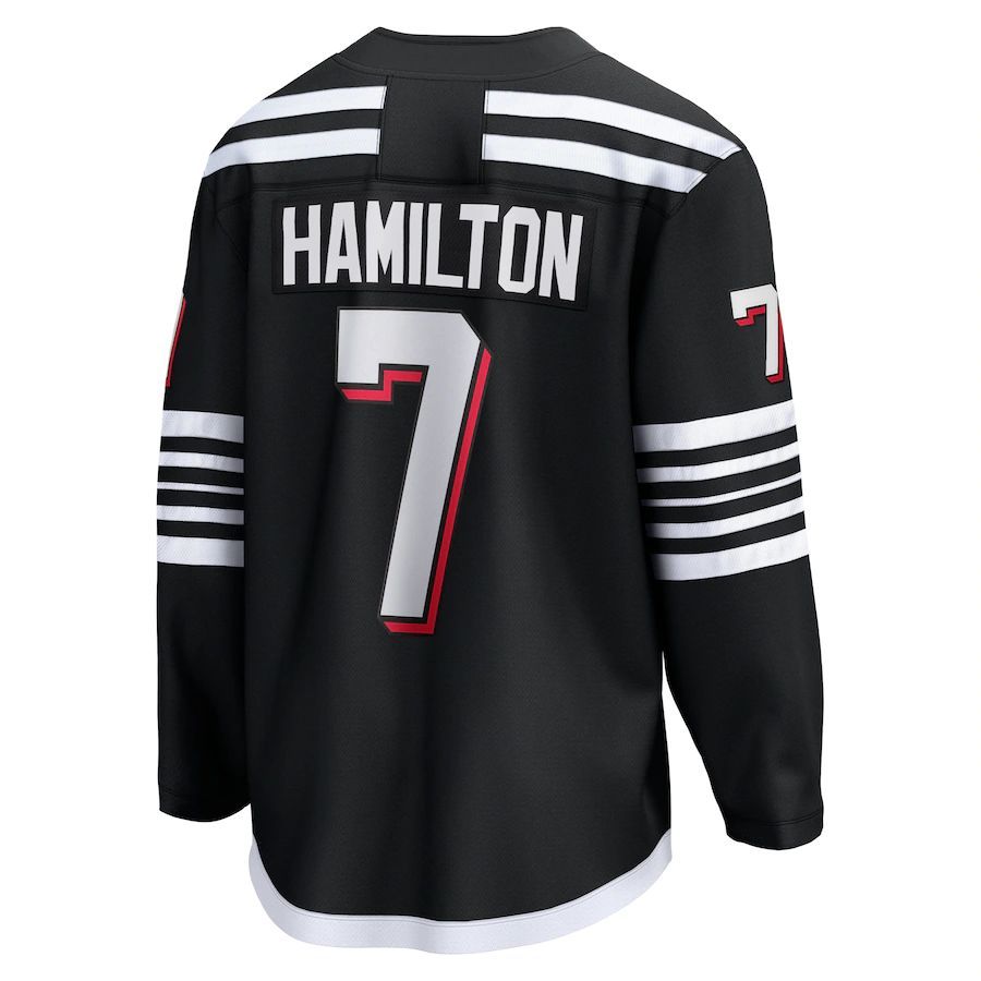 NJ.Devils #7 Dougie Hamilton Supporters Branded Alternate Premier Breakaway Player Jersey Black Hockey Jerseys