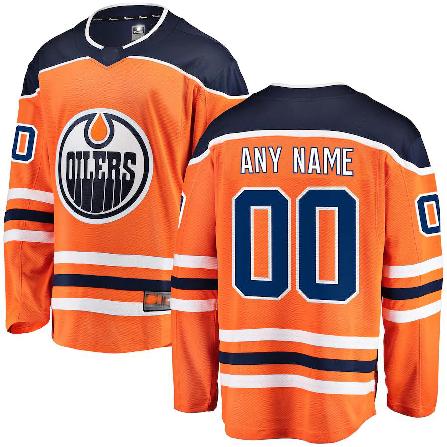 Custom E.Oilers Supporters Branded Home Breakaway Orange Jersey Stitched American Hockey Jerseys