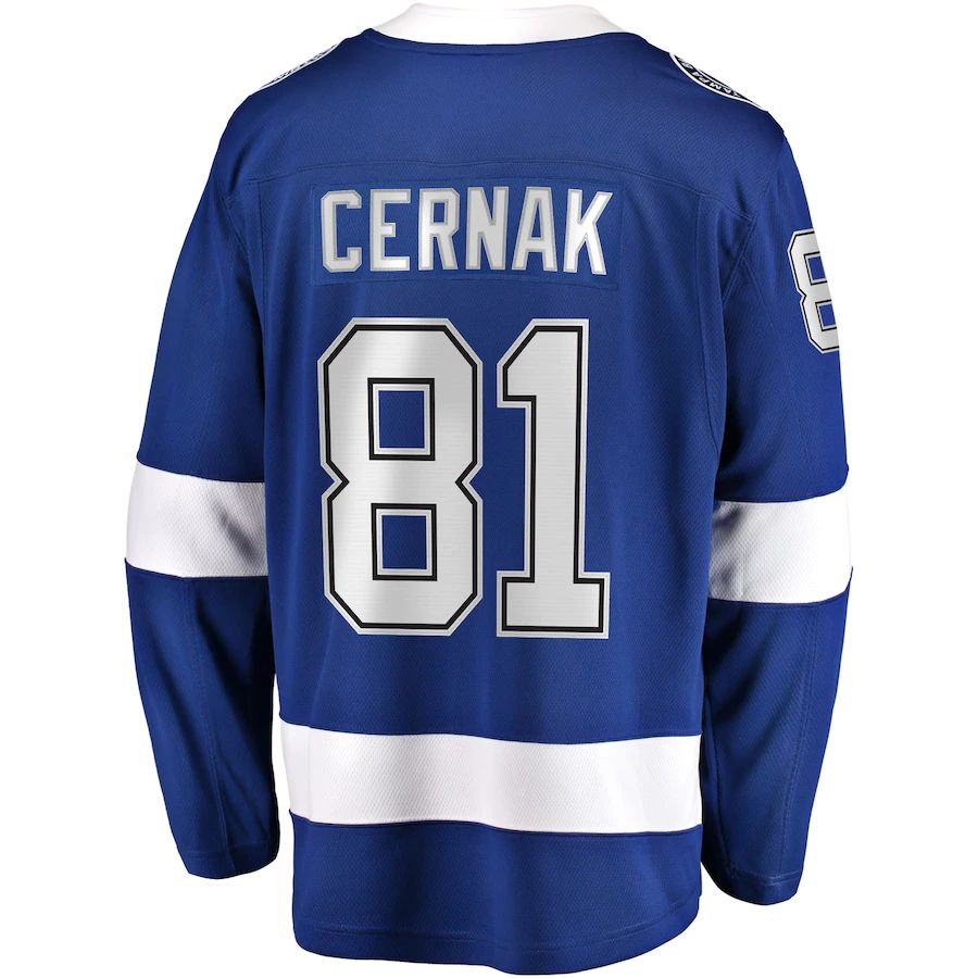 TB.Lightning #81 Erik Cernak Supporters Branded Home Breakaway Player Jersey Blue Stitched American Hockey Jerseys