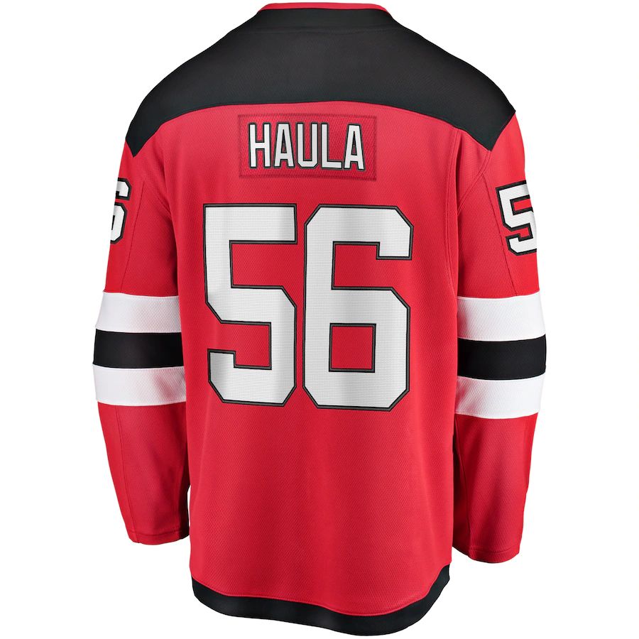 NJ.Devils #56 Erik Haula Supporters Branded Home Breakaway Player Jersey Red Stitched American Hockey Jerseys