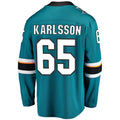 SJ.Sharks #65 Erik Karlsson Supporters Branded 2021-22 Home Premier Breakaway Player Jersey Teal Stitched American Hockey Jerseys