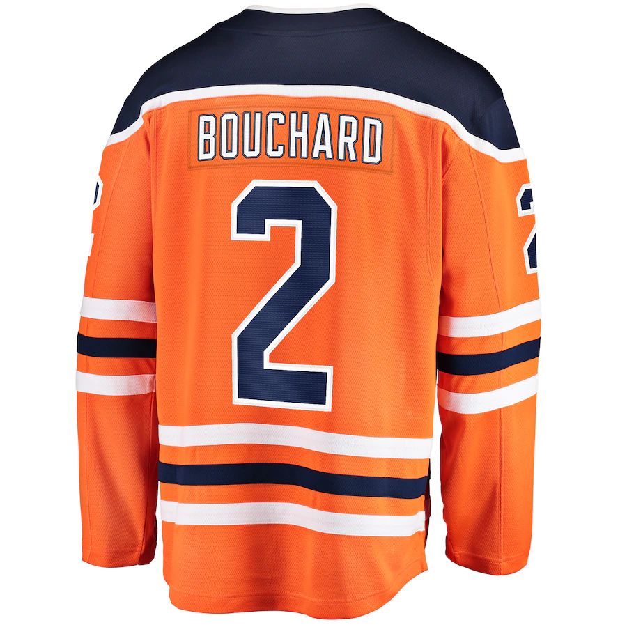 E.Oilers #2 Evan Bouchard Supporters Branded Home Breakaway Jersey Orange Stitched American Hockey Jerseys