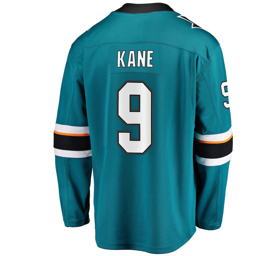 SJ.Sharks #9 Evander Kane Supporters Branded Premier Breakaway Player Jersey Teal Stitched American Hockey Jerseys