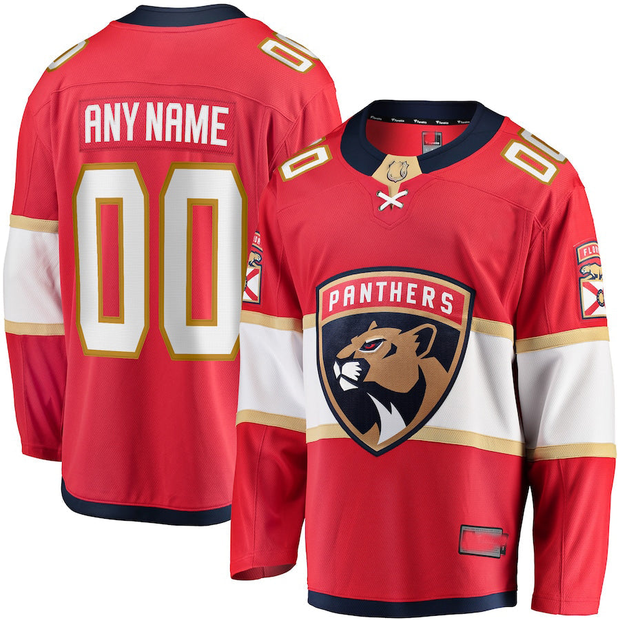 Custom F.Panthers Supporters Branded Home Breakaway Jersey Red Stitched American Hockey Jerseys