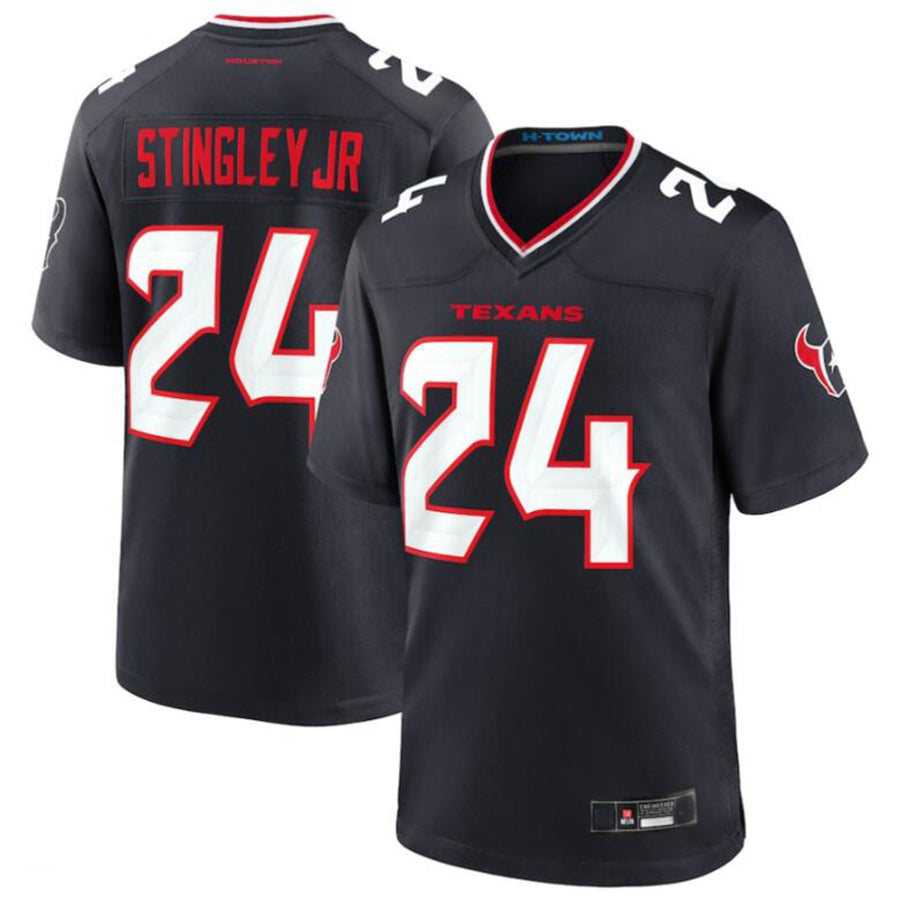 Custom #24 Navy HOU Football Shirt Top