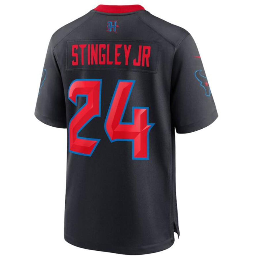 Custom #24 Navy HOU Football Shirt Top