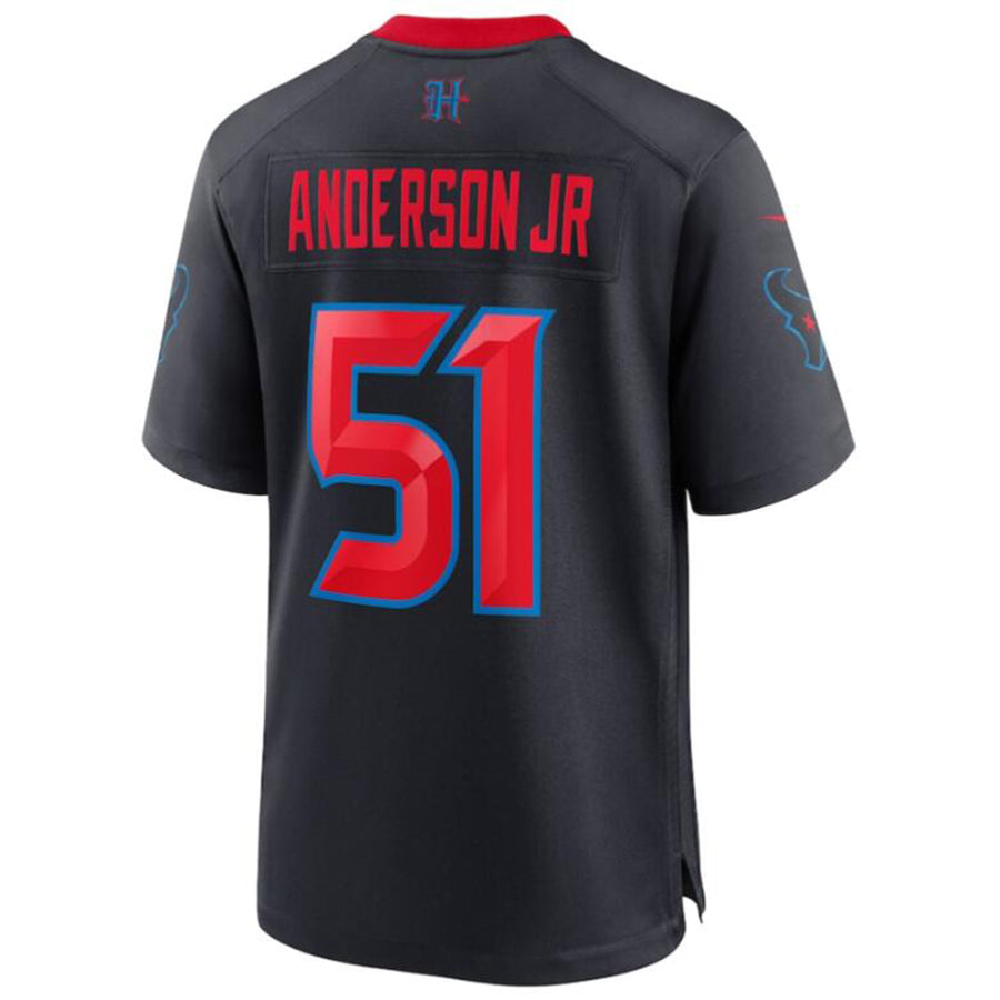 Custom #51 Navy HOU Football Shirt Top