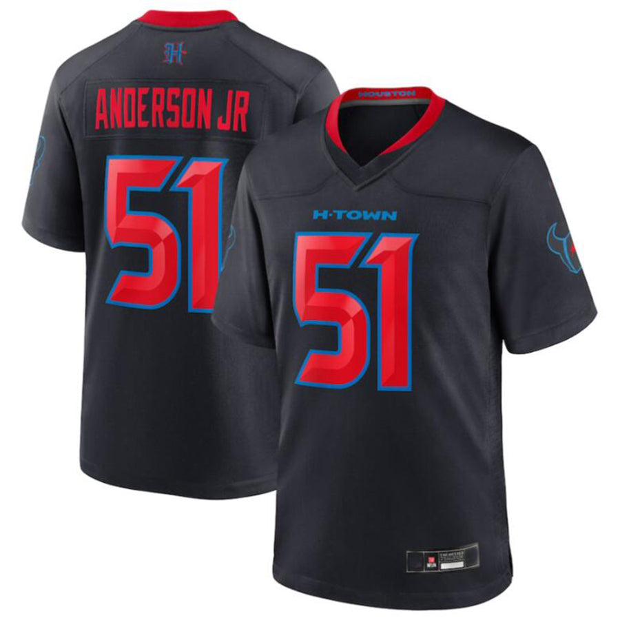 Custom #51 Navy HOU Football Shirt Top