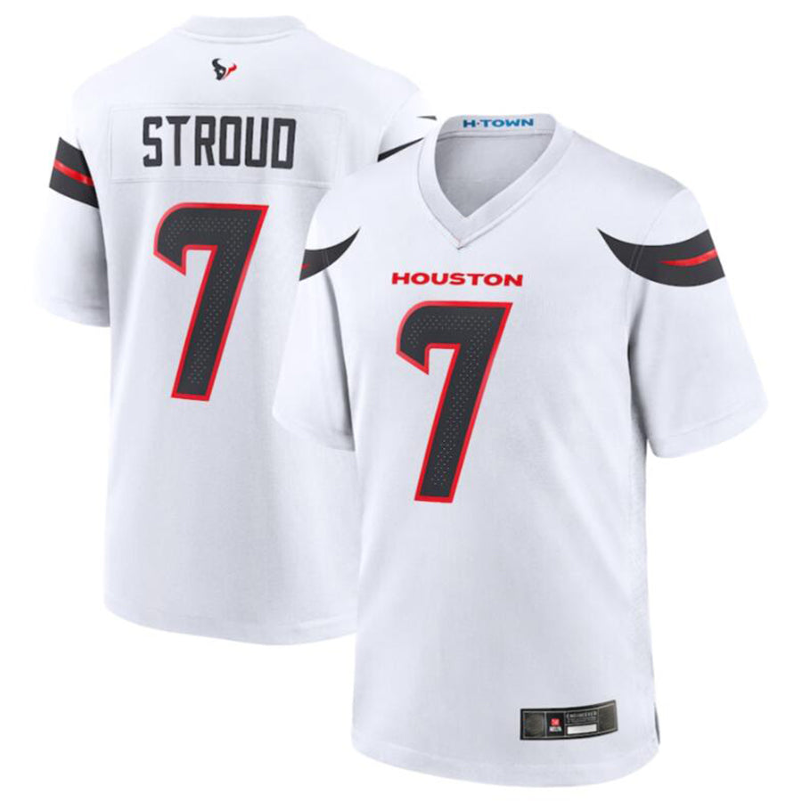 Custom #7 White HOU Football Shirt Top