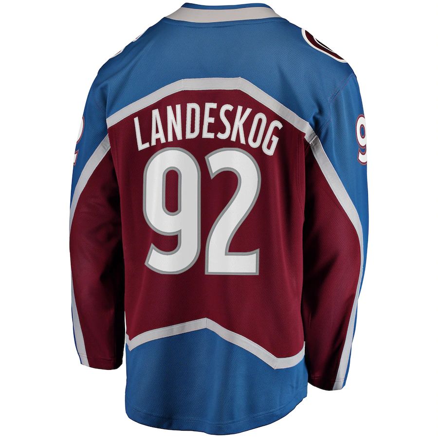 C.Avalanche #92 Gabriel Landeskog Supporters Branded Breakaway Player Jersey  Burgundy Stitched American Hockey Jerseys