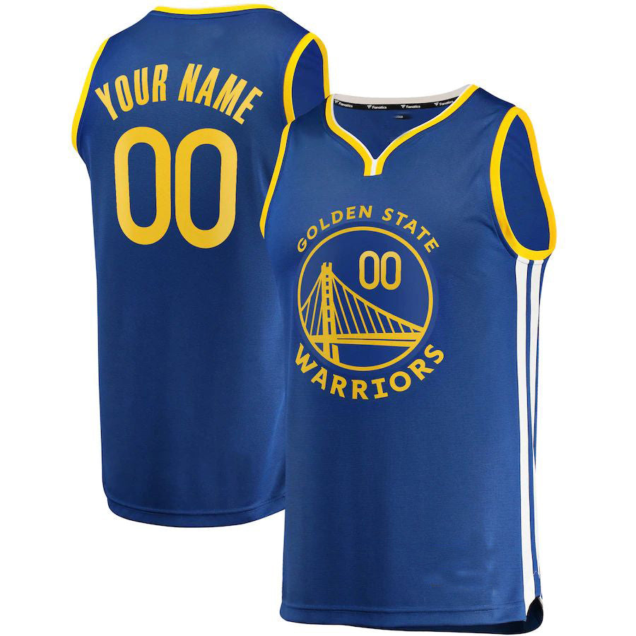 Custom G.State Warriors Supporters Branded 2019-20 Fast Break Replica Jersey Royal Icon Edition American Stitched Basketball Jersey