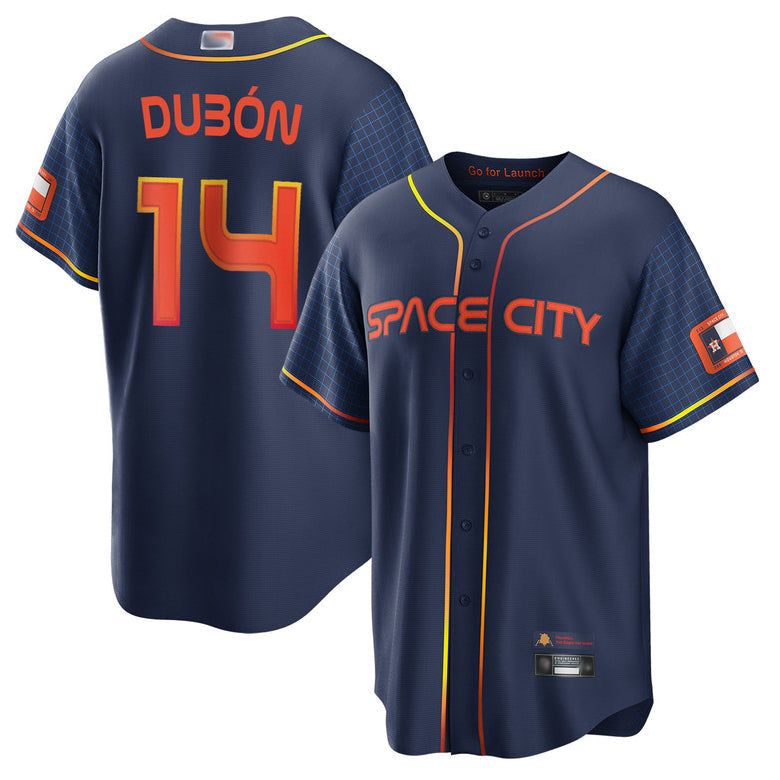 Custom #14 Navy City Connect HOU Baseball Shirt Top