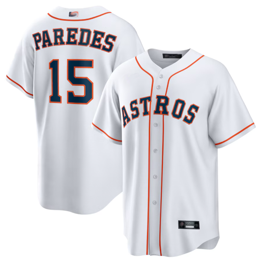 Custom #15 White HOU Baseball Shirt Top