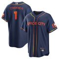 Custom #1 Navy City Connect HOU Baseball Shirt Top