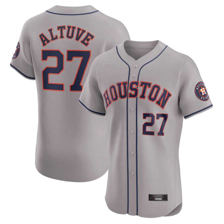Custom #27 Gray HOU Baseball Shirt Top