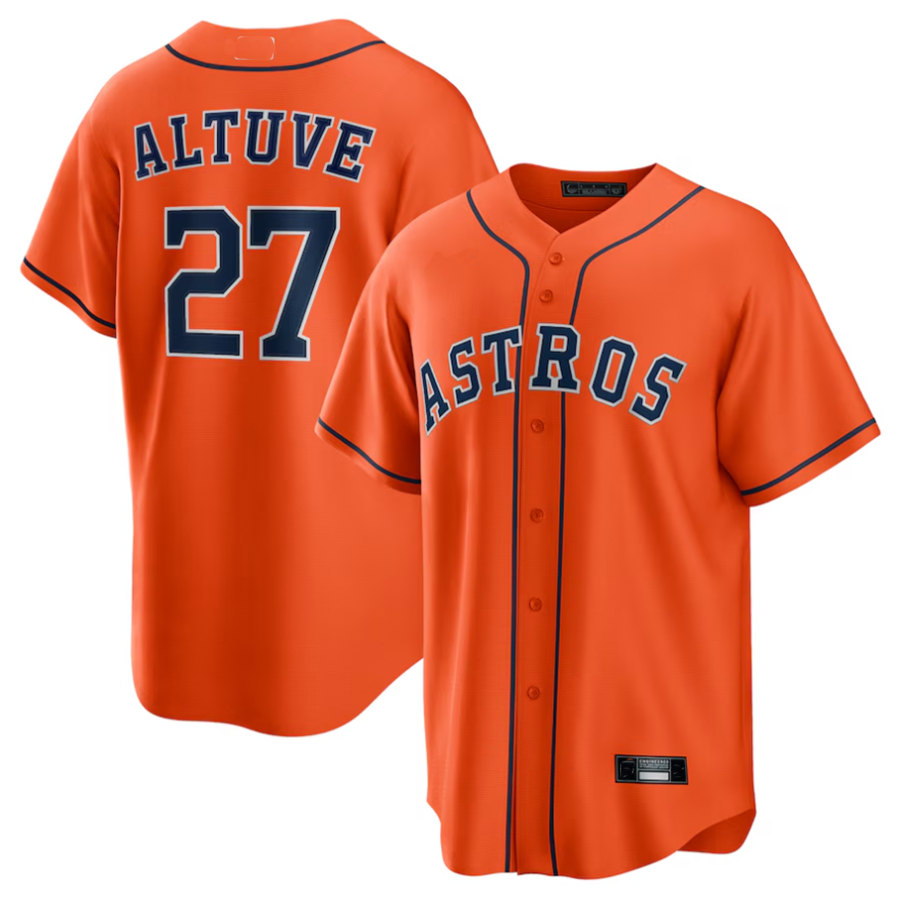 Custom #27 Orange HOU Baseball Shirt Top