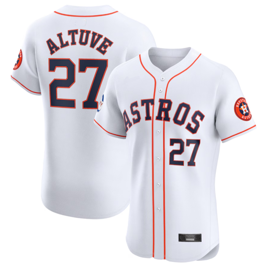 Custom #27 White HOU Baseball Shirt Top