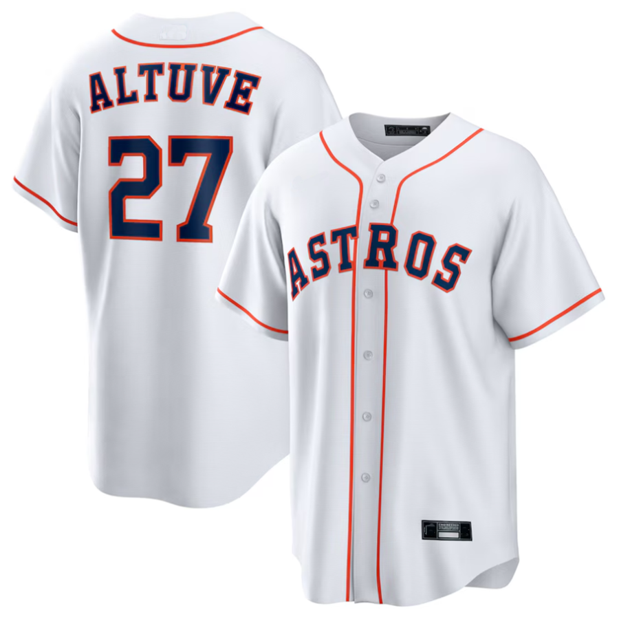 Custom #27 White HOU Baseball Shirt Top
