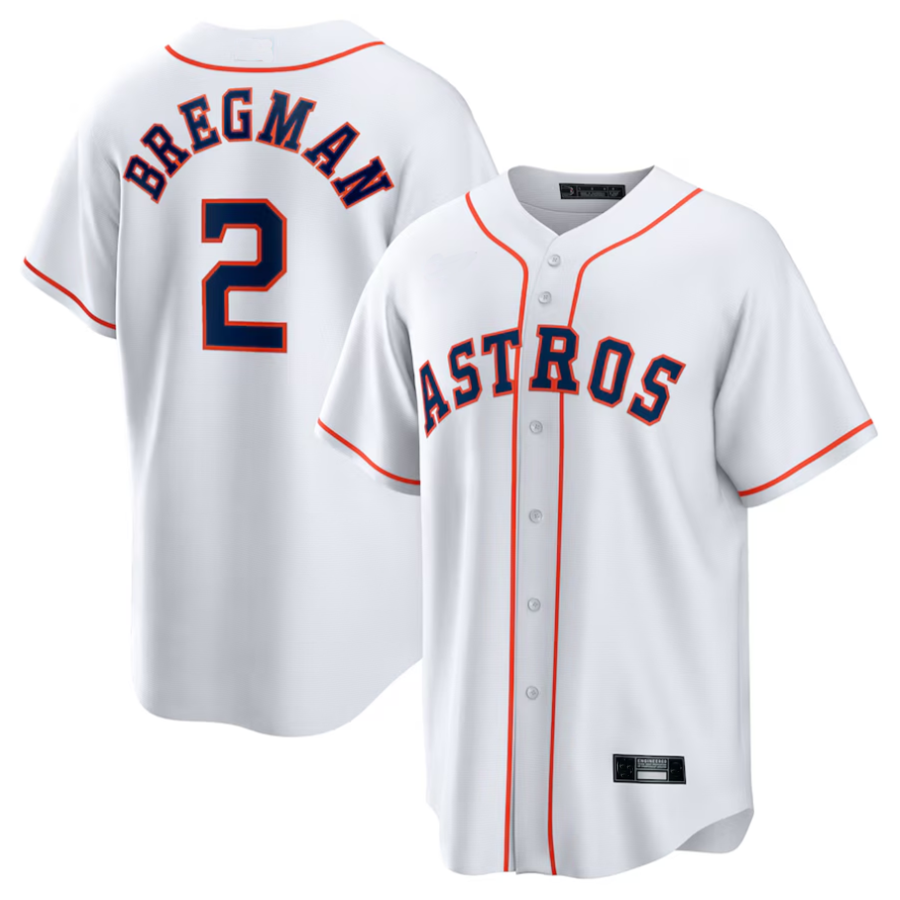 Custom #2 White HOU Baseball Shirt Top