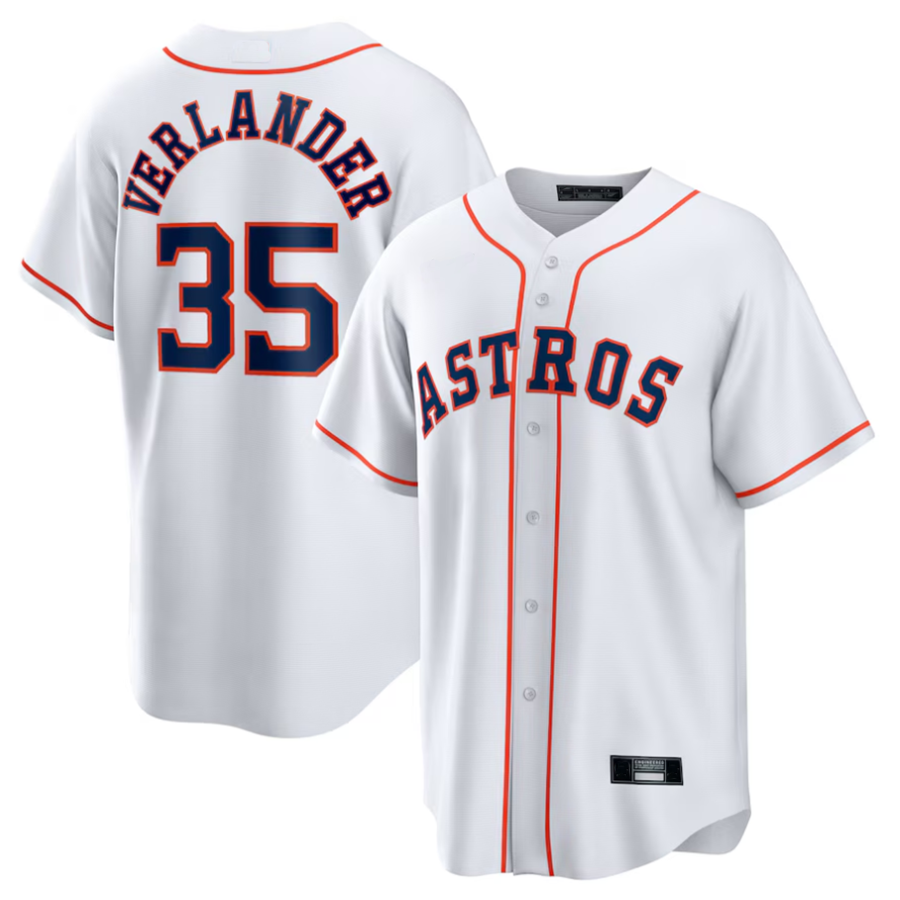 Custom #35 White HOU Baseball Shirt Top