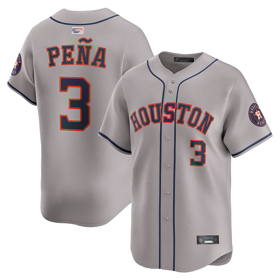 Custom #3 Gray HOU Baseball Shirt Top