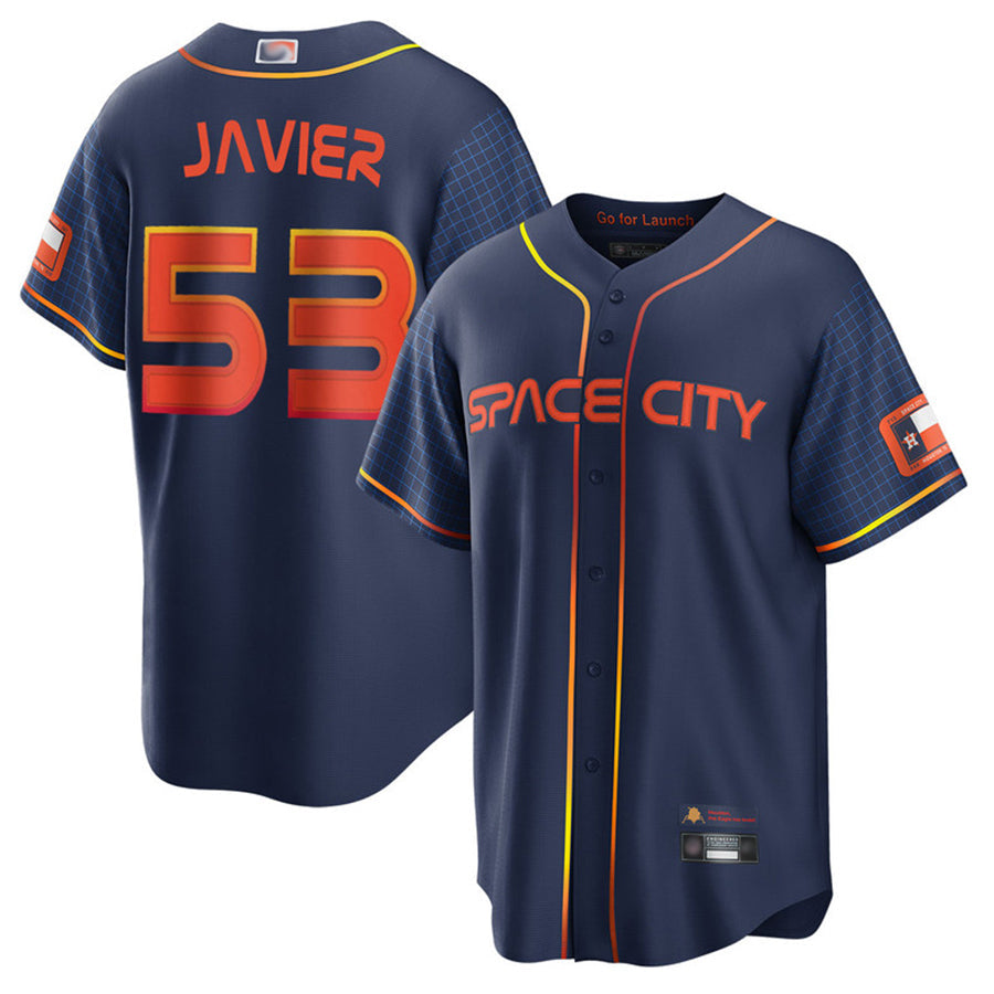 Custom #53 Navy City Connect HOU Baseball Shirt Top
