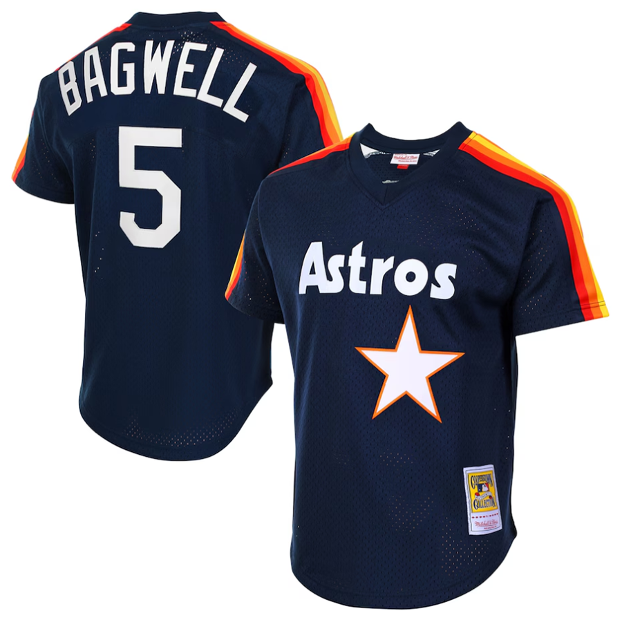 Custom #5 Navy HOU Baseball Shirt Top
