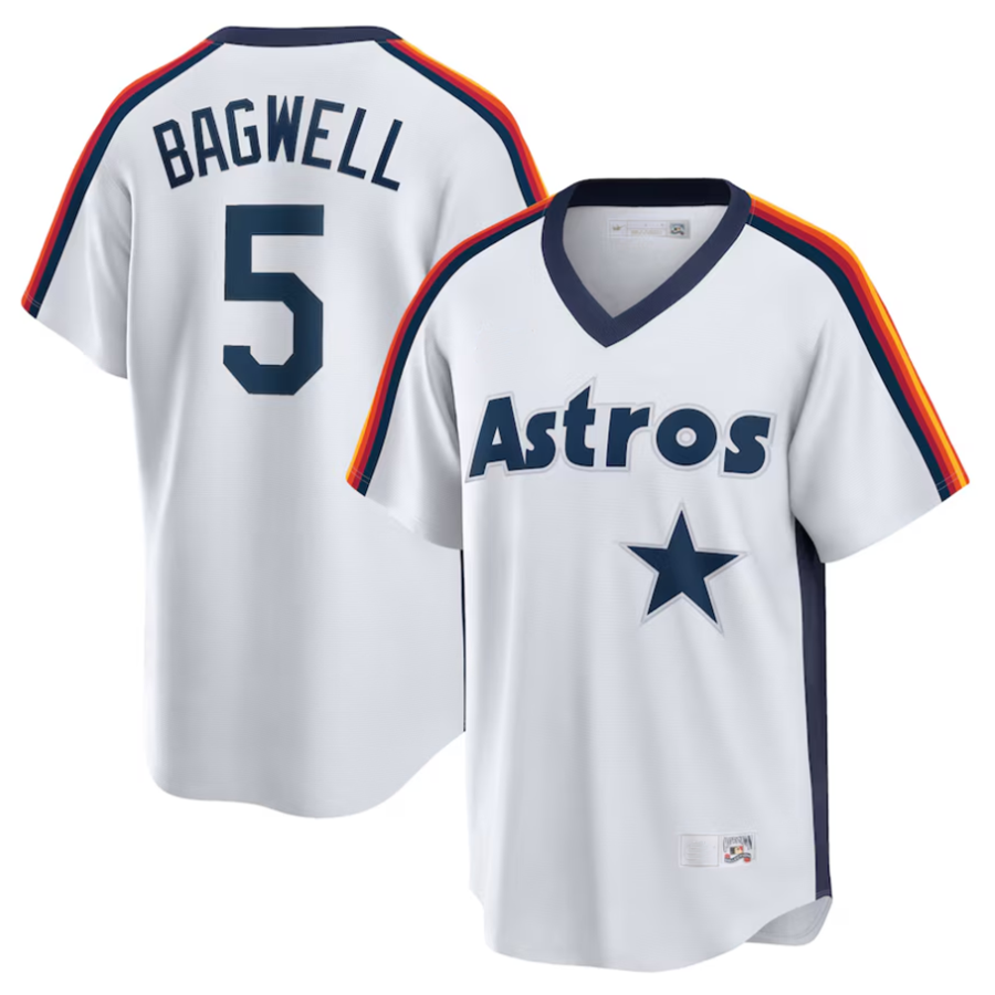Custom #5 White HOU Baseball Shirt Top