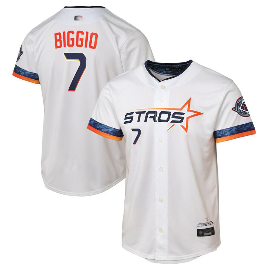 Custom #7 White City Connect HOU Baseball Shirt Top