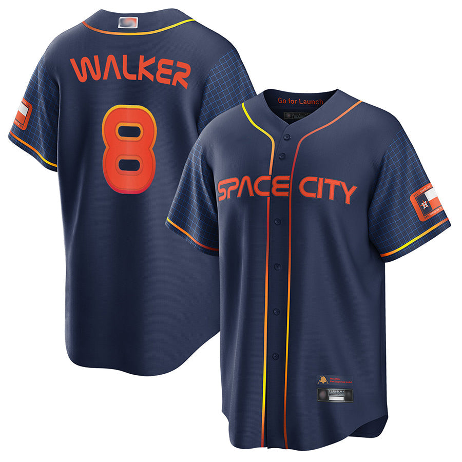 Custom #8 Navy City Connect HOU Baseball Shirt Top