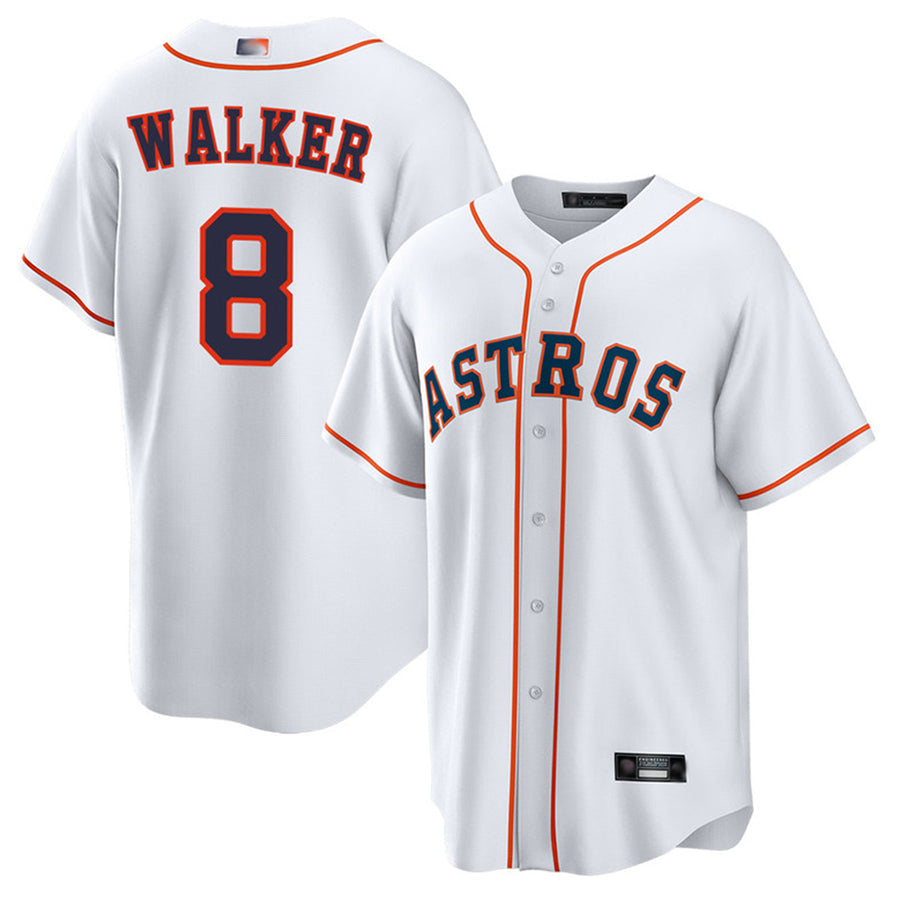 Custom #8 White HOU Baseball Shirt Top
