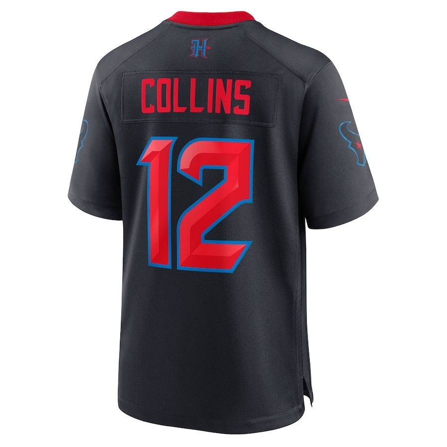 Custom #12 Navy HOU Football Shirt Top