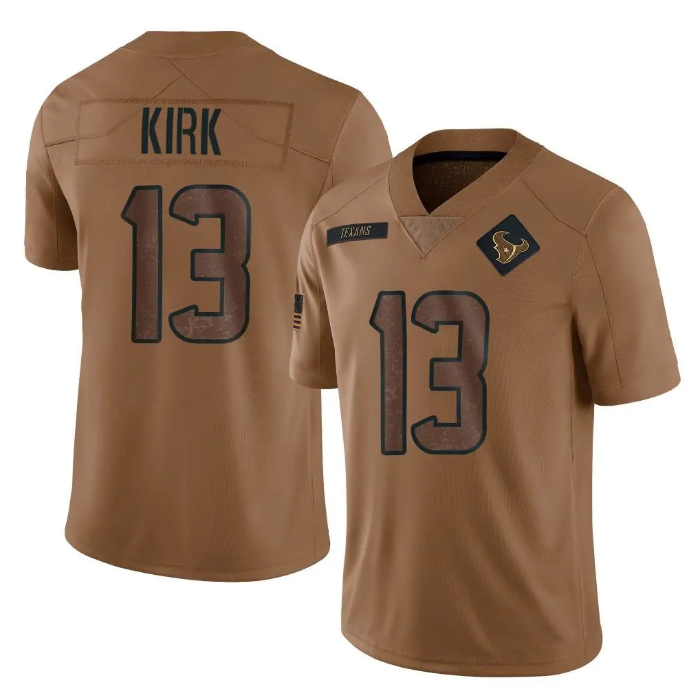 Custom #13 Brown HOU Football Shirt Top