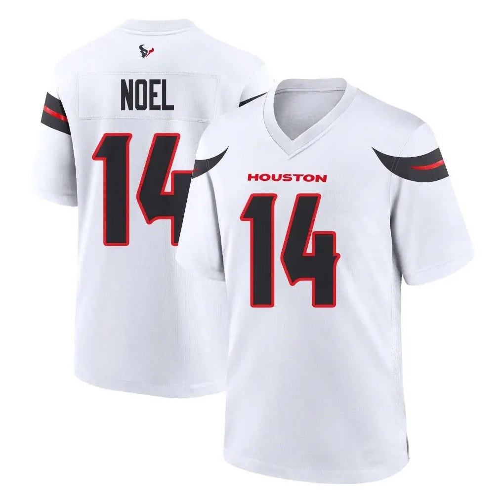 Custom #14 White HOU Football Shirt Top