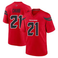 Custom #21 Red HOU Football Shirt Top