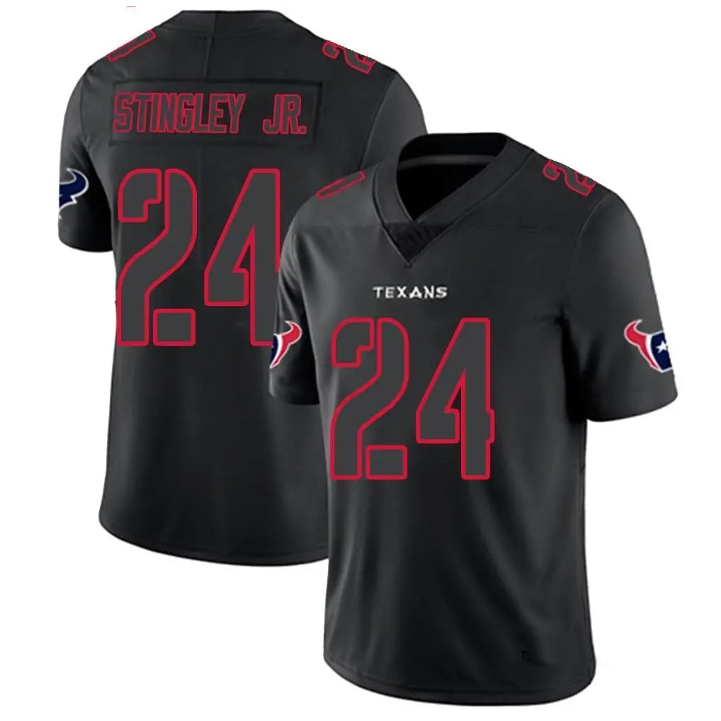 Custom #24 Black HOU Football Shirt Top