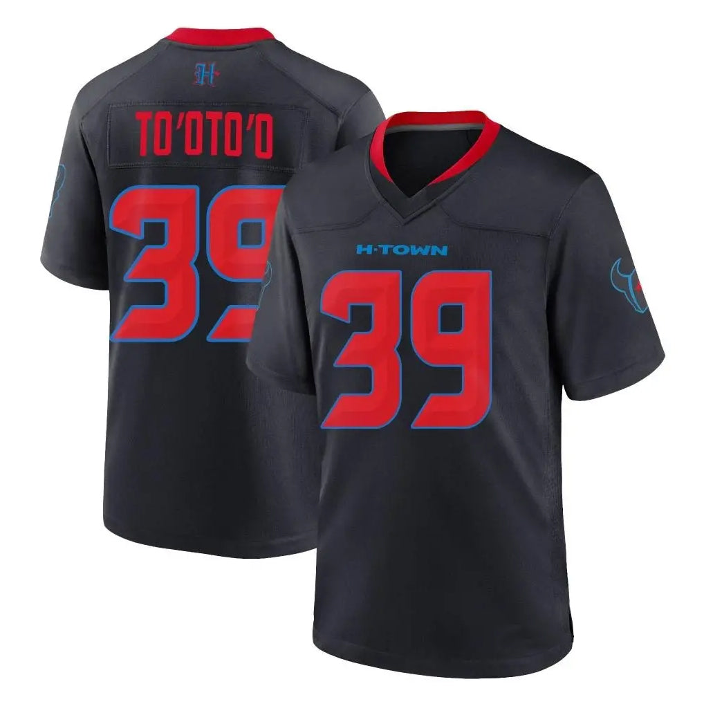 Custom #39 Navy HOU Football Shirt Top
