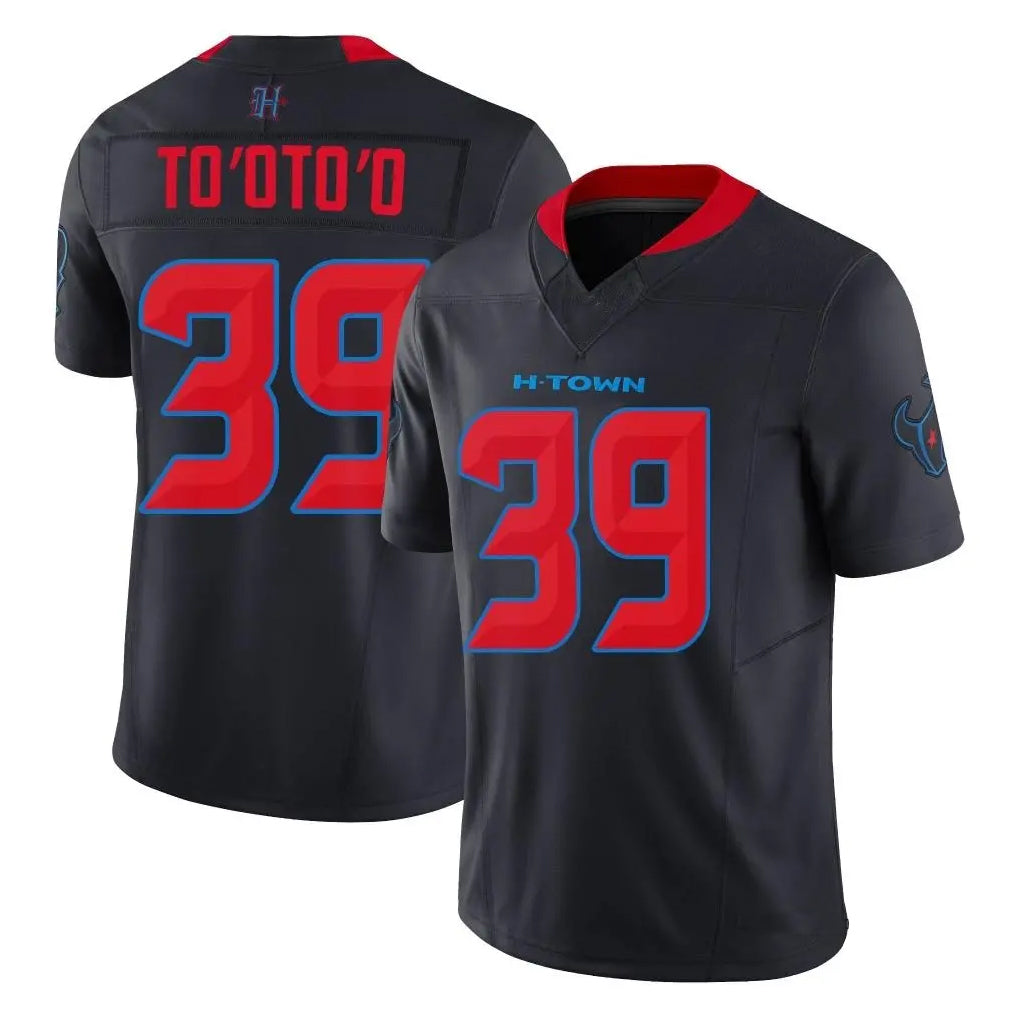 Custom #39 Navy HOU Football Shirt Top