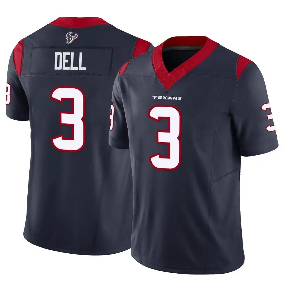 Custom #3 Navy HOU Football Shirt Top