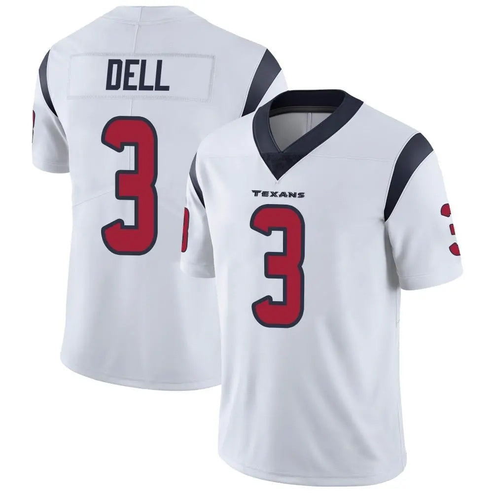 Custom #3 White HOU Football Shirt Top