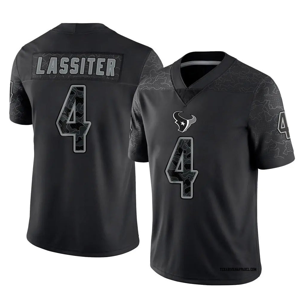 Custom #4 Black HOU Football Shirt Top