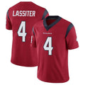 Custom #4 Red HOU Football Shirt Top